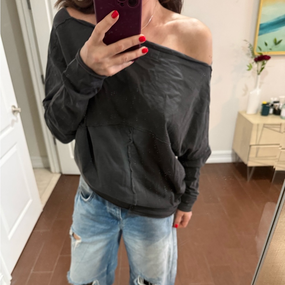 All saints off shoulder asymmetrical sweatshirt size 12